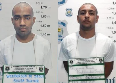 Wenderson de Jesus Sousa Júnior e Talysson Ruan Portela dos Santos foram presos pelo DHPP