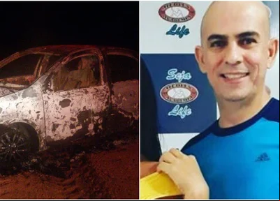 Carro incendiado de Macelo Henrique